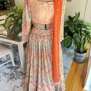 Colorful Embroidered Lehenga with Dupatta